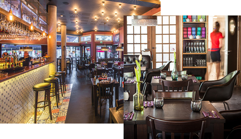 A modern Bar & Bistro with lounge and salon.